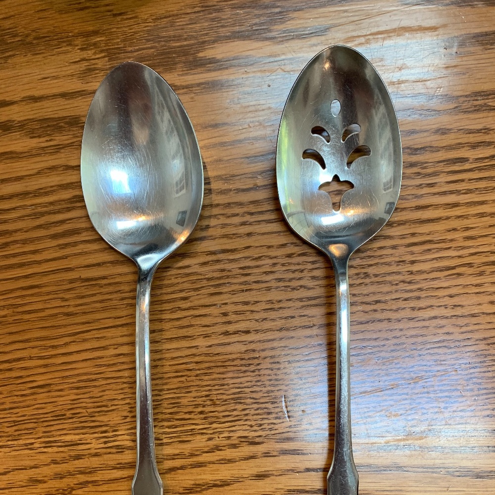 (2) Oneida Stainless Patrick Henry Serving Spoons